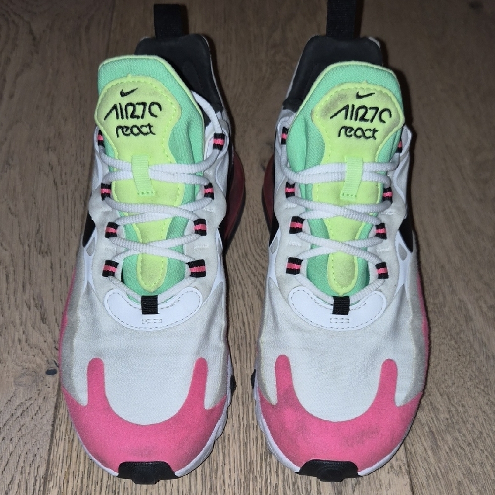 Nike React Youth Sneakers in White, Pink & Mint